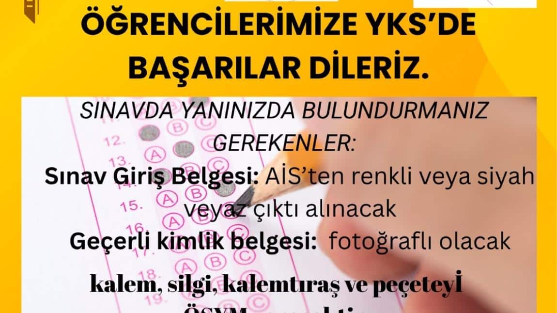 Öğrencilerimize Başarılar Dileriz